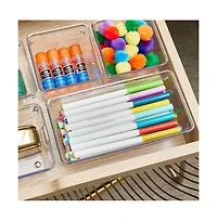 iDesign Drawer Organizer for Kitchen, Bathroom, or Desk Drawers, Set of 6, Clear