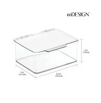 mDesign Plastic Cosmetic Vanity Storage Organizer Box, Hinge Lid, 4 Pack, Clear, Usa Made