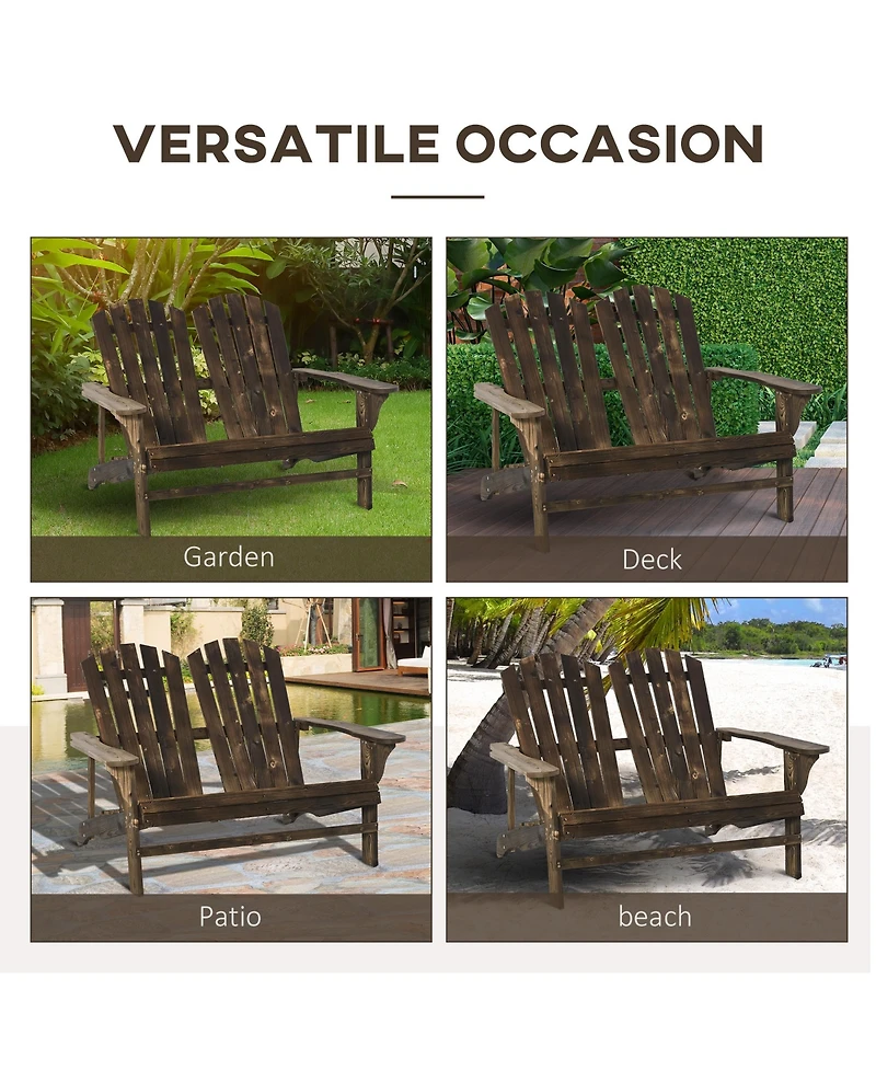 Outsunny 2-Person Adirondack Loveseat, Wood,