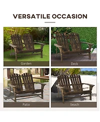 Outsunny 2-Person Adirondack Loveseat, Wood,