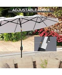 Outsunny 9.7' Double-sided Patio Umbrella Tilt Outdoor Umbrella,
