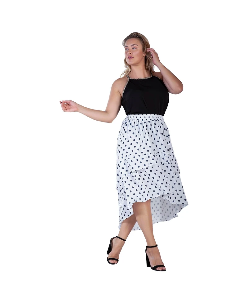Women's Plus Ruffled Layer High-Low Asymmetrical Skirt
