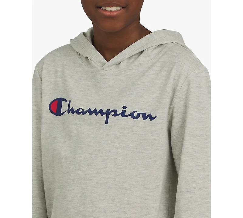 Champion Big Boys Signature Logo Long-Sleeve Hooded T-Shirt