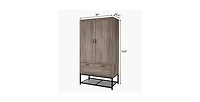 Slickblue Modern 2-Door Wardrobe Cabinet with Shoe Rack for Bedroom Storage and Organization