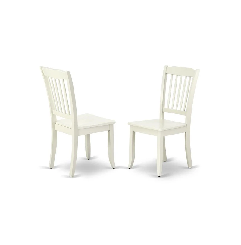 East West Furniture 3 Piece Modern Dining Table Set - Linen White Breakfast Table and 2 Linen White Dining Chairs with Slatted Back