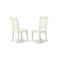 East West Furniture 3 Piece Modern Dining Table Set - Linen White Breakfast Table and 2 Linen White Dining Chairs with Slatted Back