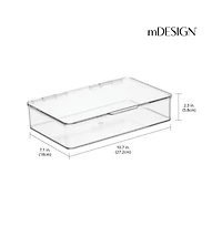 mDesign Plastic Stackable Bathroom Organizer Bin, Hinged Lid - 4 Pack - Clear