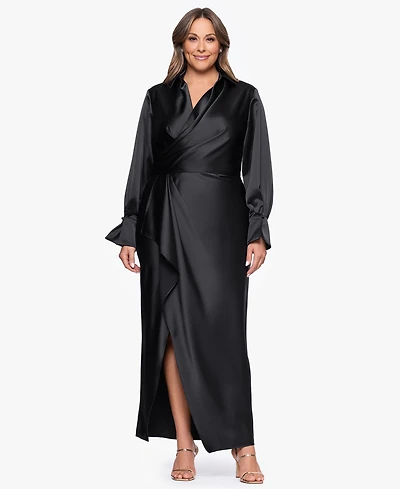 Xscape Plus-Size V-Neck Long Dress