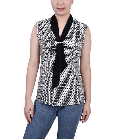 Ny Collection Petite Sleeveless Scarf Top