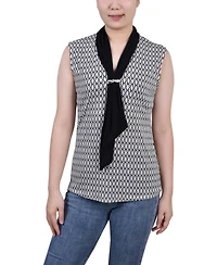 Ny Collection Petite Sleeveless Scarf Top