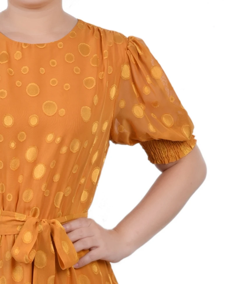 Ny Collection Petite Elbow Sleeve Swiss Dot Dress