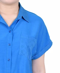 Ny Collection Petite Short Extended Sleeve Top