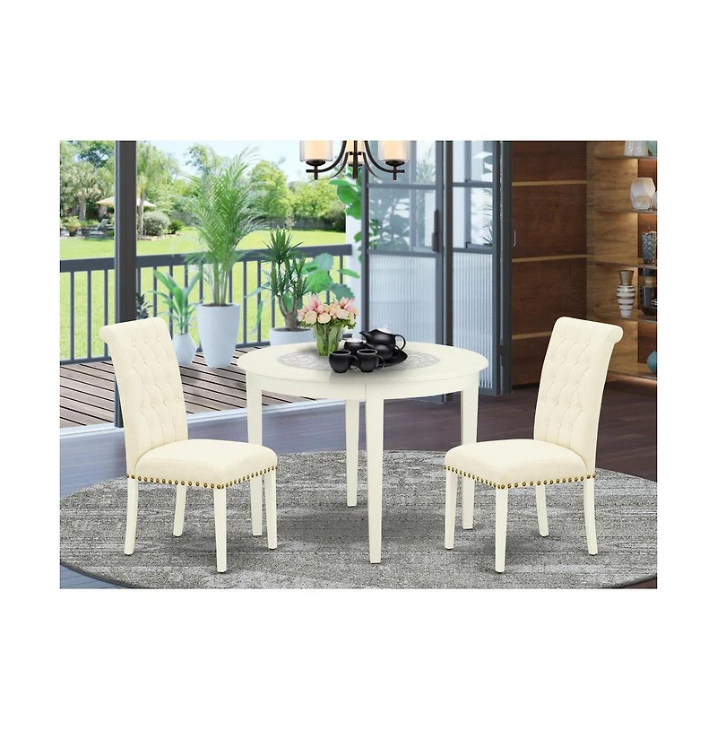 East West Furniture Dining Room Set Linen White