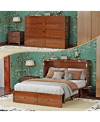 Livelylodge Murphy Bed Cabinet, Queen Murphy Bed with Usb and Charging Ports, Cabinet with Drawer Includes Storage Cabinet, Queen Suit for Guest Room,