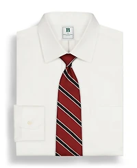 Men's Regular Fit Non-Iron Spread Collar Solid Pinpoint Dress Shirt