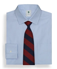 Men's Regular Fit Non-Iron Spread Collar Micro-Houndstooth Pinpoint Dress Shirt