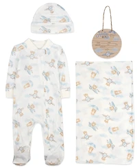 Baby Essentials Boys 4-Piece Teddy Bear Layette Set