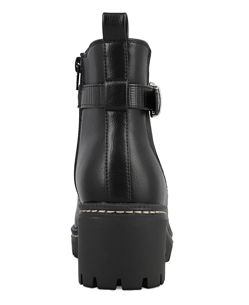 Mia Women's Elis Wedge Heel Buckled Ankle Booties