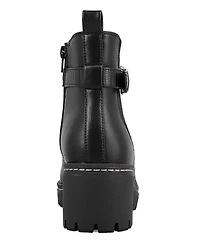 Mia Women's Elis Wedge Heel Buckled Ankle Booties