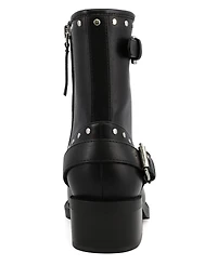 Mia Women's Delores Square Toe Studded Buckle Booties