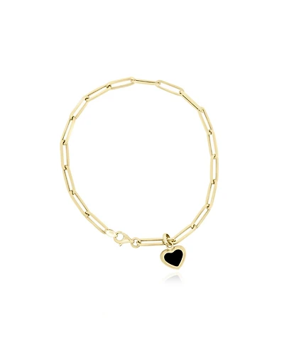 The Lovery Onyx Heart Paperclip Bracelet 14k Gold