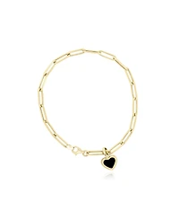 The Lovery Onyx Heart Paperclip Bracelet 14k Gold