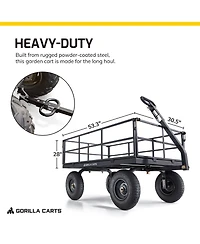 Gorilla Carts Steel Utility Cart, 9 Cubic Feet Garden Wagon with Removable Sides