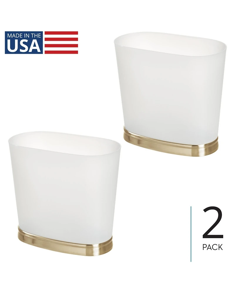iDesign Small Oval Bathroom Trash Can, Set of 2, Frost/Soft Brass, Made in Usa