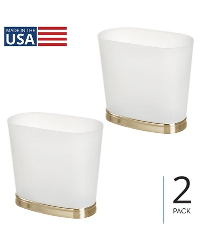iDesign Small Oval Bathroom Trash Can, Set of 2, Frost/Soft Brass, Made in Usa