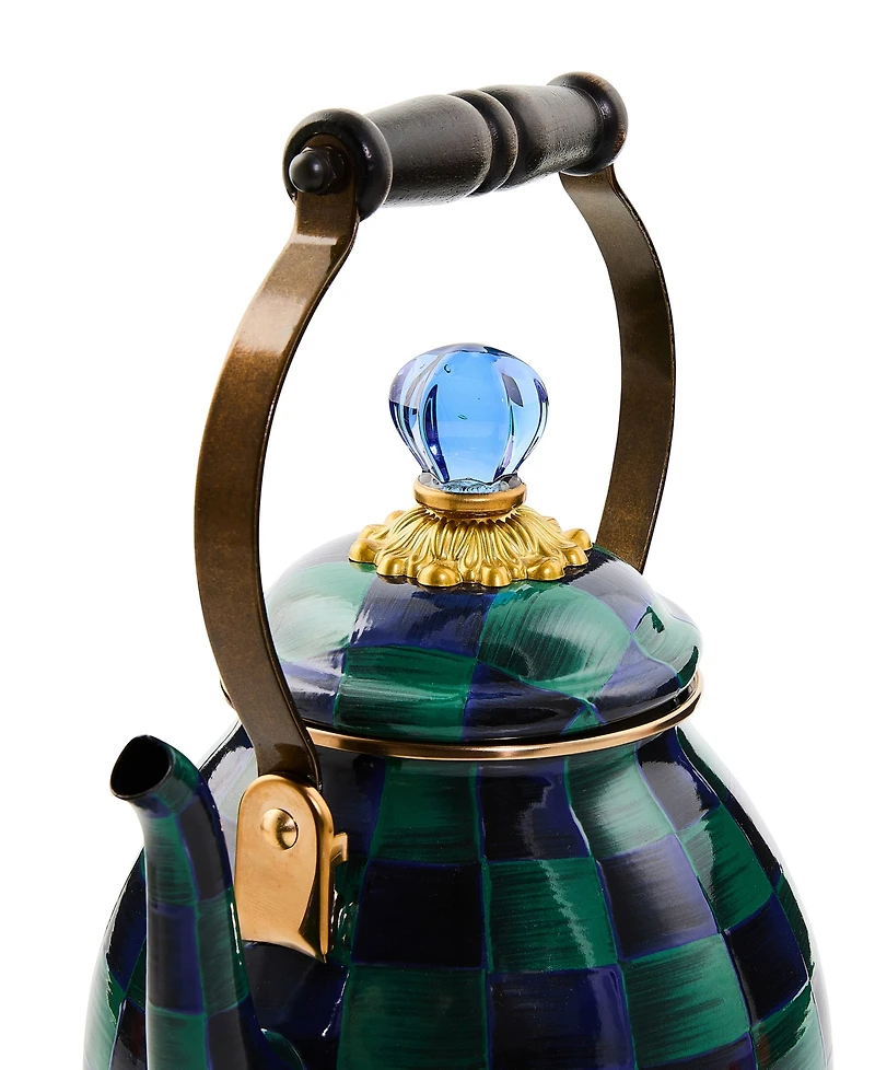 Mackenzie-Childs Juniper Check Enameled 2-Quart Tea Kettle