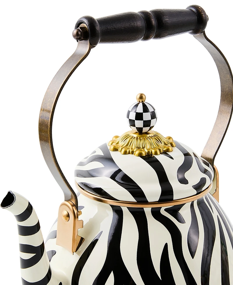 MacKenzie-Childs Zebra Enameled 2-Quart Tea Kettle