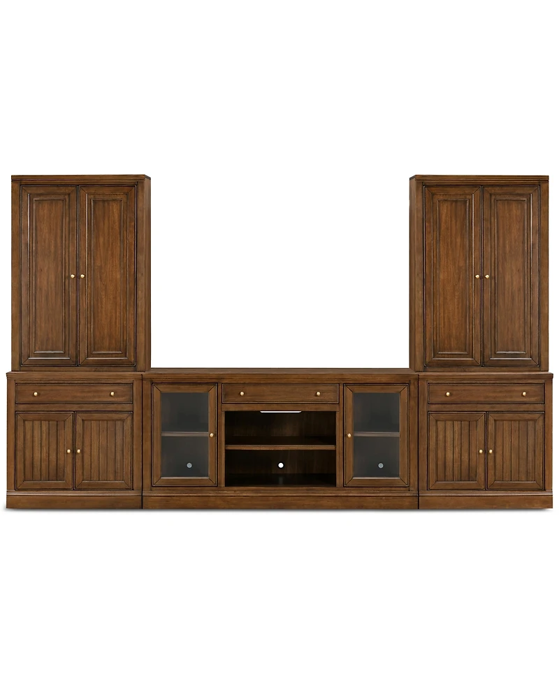 Furniture Amren 65" Wood 2 Door Console with Hutches and Bases Drawers Fireplace Insert