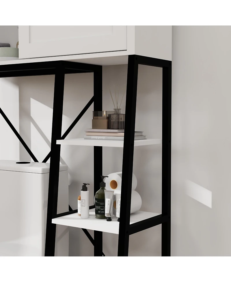Casainc over-the-sink storage cabinet with sliding barn door, side rack and adjustable shelves