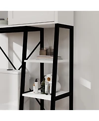 Casainc over-the-sink storage cabinet with sliding barn door, side rack and adjustable shelves