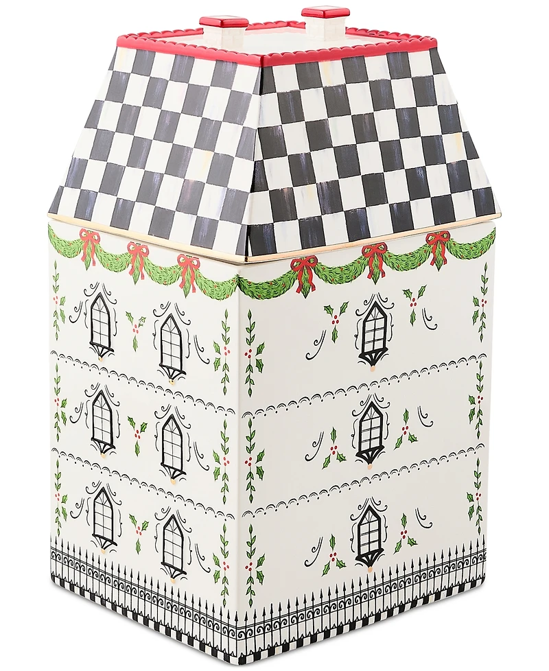 MacKenzie-Childs Holly Village Ceramic Cookie Jar
