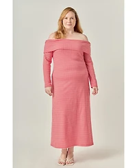 English Factory Women's Gingham Off The Shoulder Midi Dress
