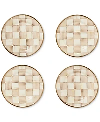 MacKenzie-Childs Mocha Check Appetizer Plates, Set of 4