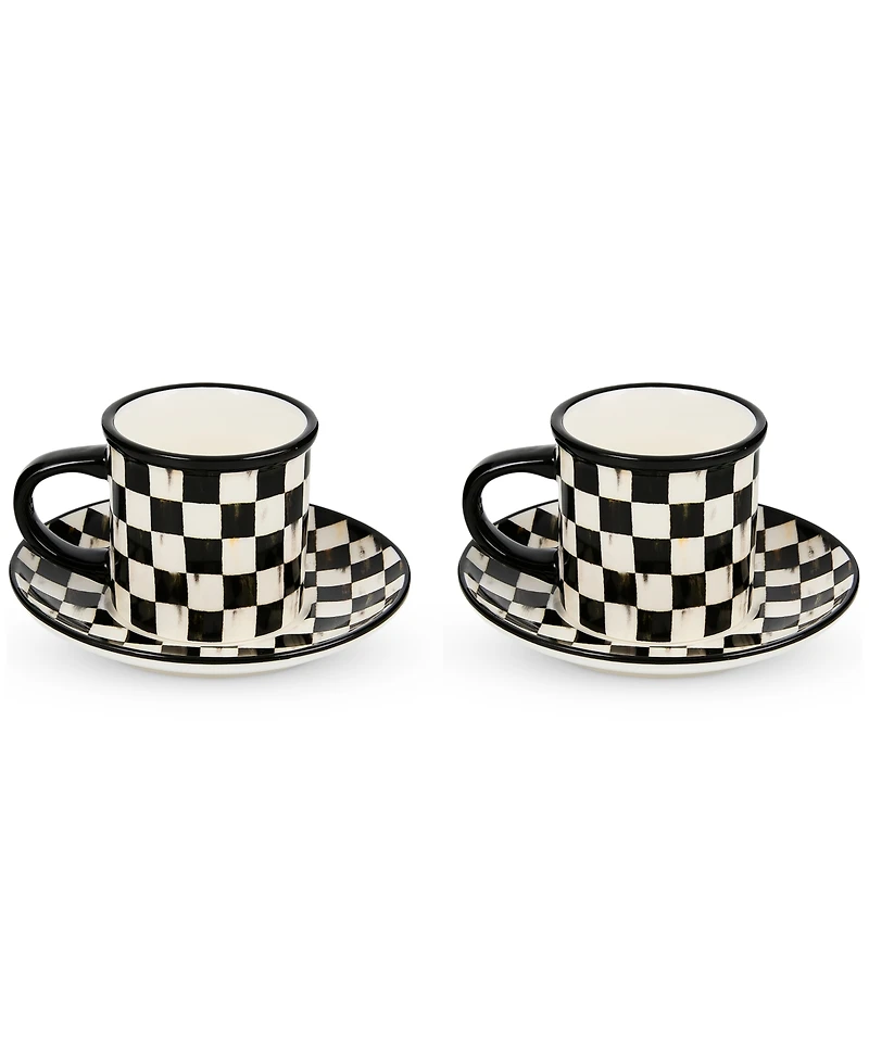MacKenzie-Childs Courtly Check Espresso Cup & Saucer, Service for 2