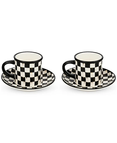 MacKenzie-Childs Courtly Check Espresso Cup & Saucer, Service for 2