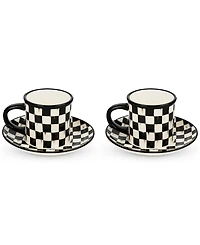 MacKenzie-Childs Courtly Check Espresso Cup & Saucer, Service for 2