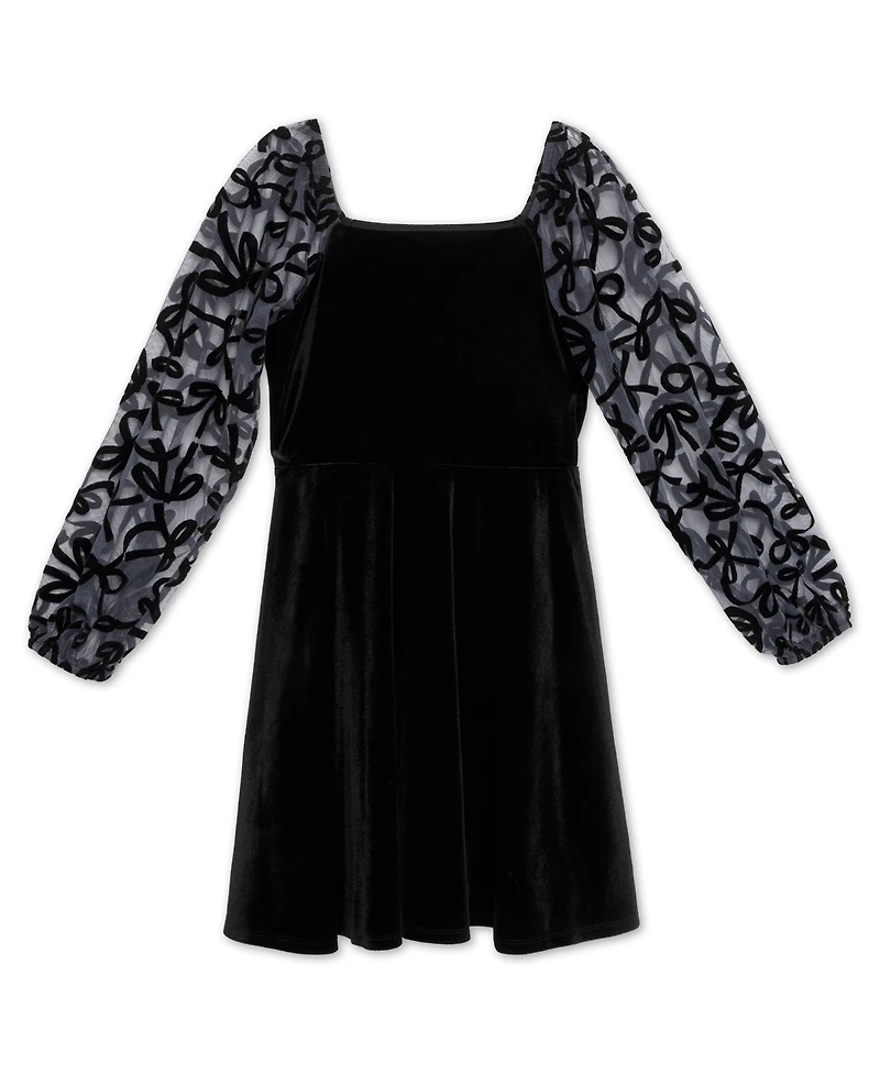 Speechless Big Girls Knee Length Long Sleeve Square Neck Dress