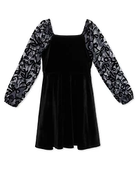 Speechless Big Girls Knee Length Long Sleeve Square Neck Dress