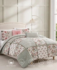 Bebejan Sage Serenity 100% Cotton Sateen 5 Piece Queen Size Reversible Comforter Set