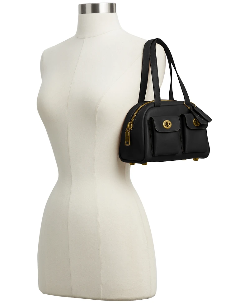 Coach Originals Twin Turnlock Small Waxed Leather Shoulder Bag 20