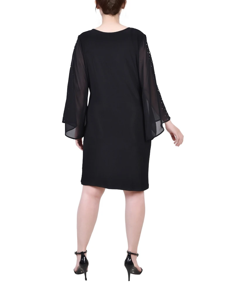 Ny Collection Petite Long Sleeve Surplice Dress