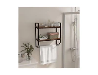 Slickblue Wall-Mounted Over Toilet Shelving Unit with 2 Shelves and Towel Bar for Bathroom Storage