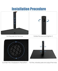 Costway 25'' Square Patio Umbrella Base Weighted 42 Lbs Outdoor Market Stand Footpads