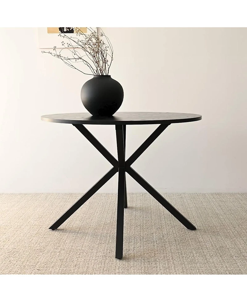 Maison Boucle Modern Black Pedestal Dining Table with 4 Boucle Chairs, Mdf Top, Stylish Kitchen and Dining Room Set for Home-Maison Boucle