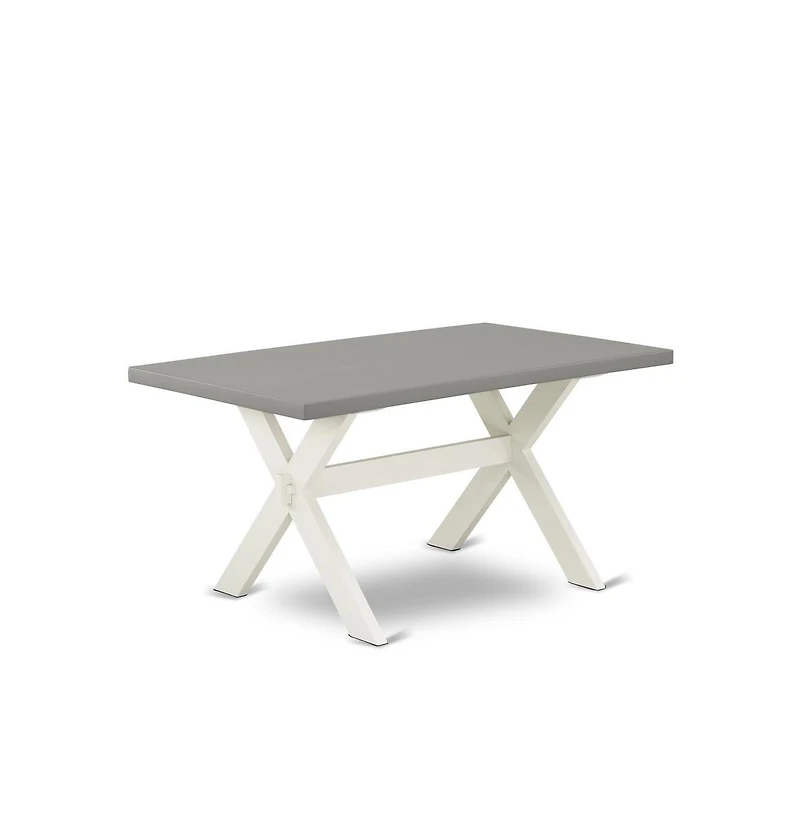 East West Furniture 5-Piece Fashionable Modern Dining Table Set a Superb Cement Color Rectangular Dining Table Top and 4 Beautiful Pu Leather Dining C