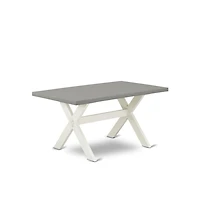 East West Furniture 5-Piece Fashionable Modern Dining Table Set a Superb Cement Color Rectangular Dining Table Top and 4 Beautiful Pu Leather Dining C